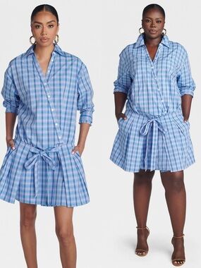 КВ by KAHLANA Women's
'The Apron Shirt Dress' -
Blue/Purple Plaid Sz 3X NWT